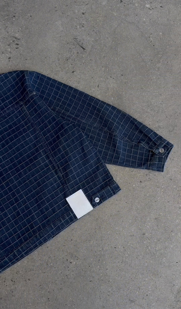 UNIQUE PLAID DENIM JACKET