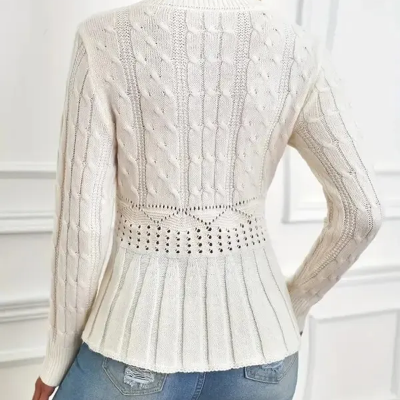🎅🔥Buy two and get free shipping⏳Women's round neck chunky knit sweater with ruffled hem