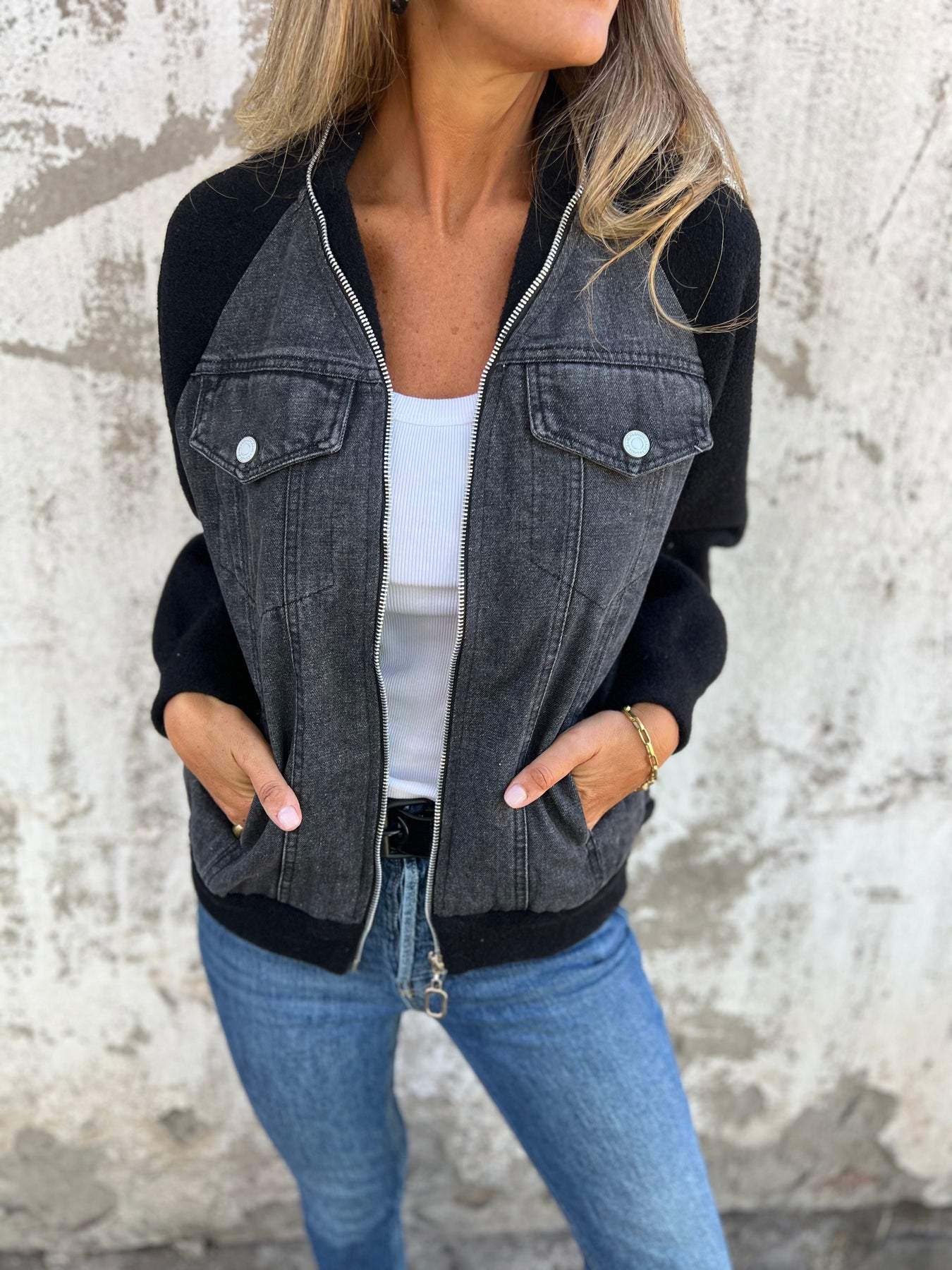 Stylish Casual Zip Jacket with V-Neck