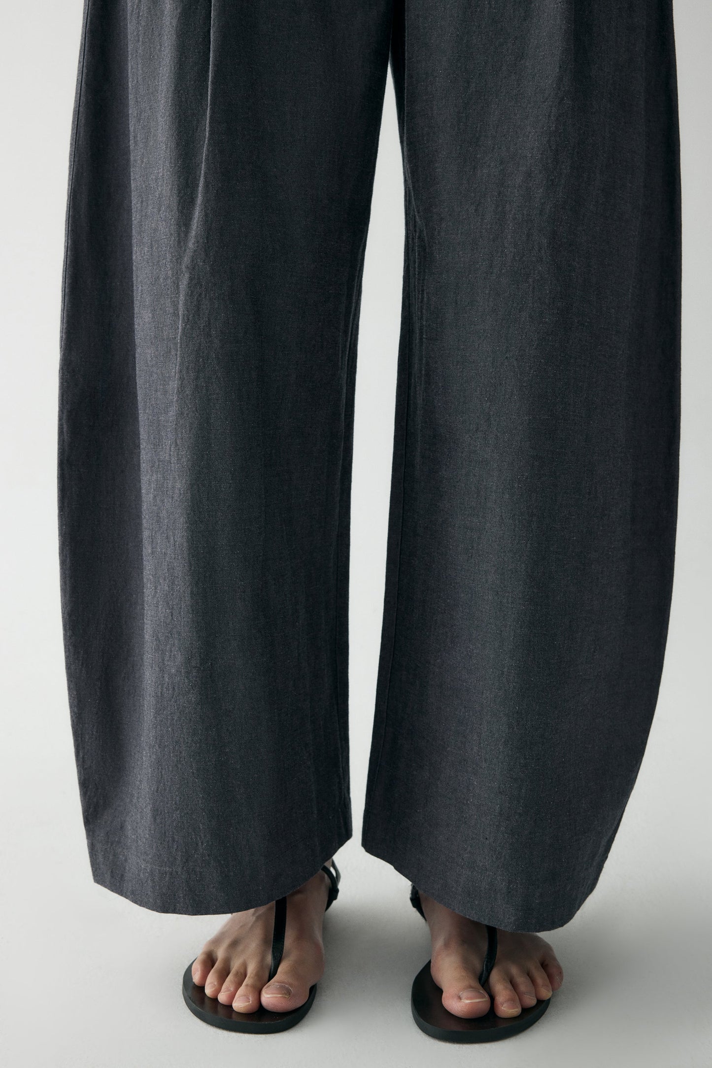 COTTON-LINEN BELTED PANTS