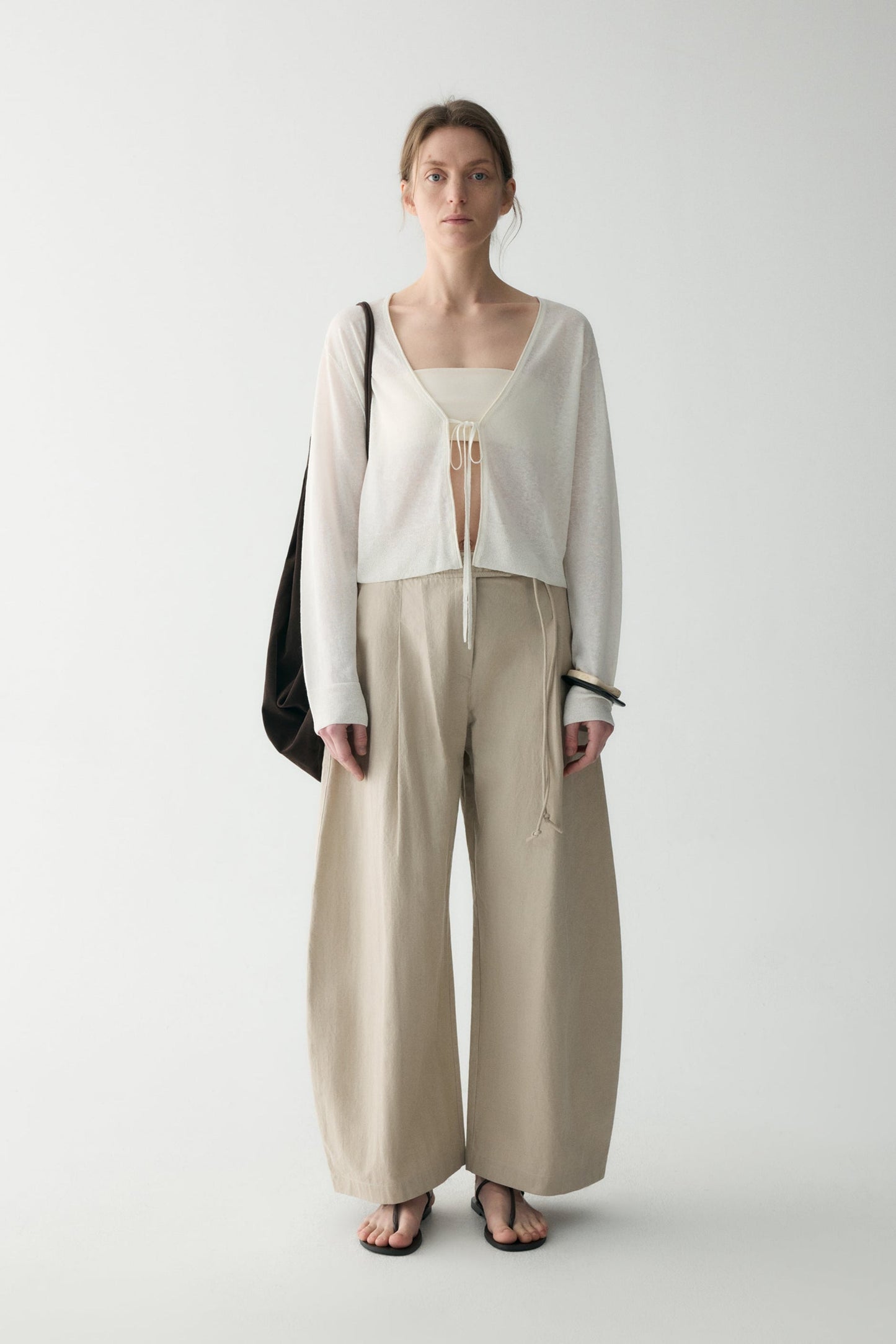 COTTON-LINEN BELTED PANTS