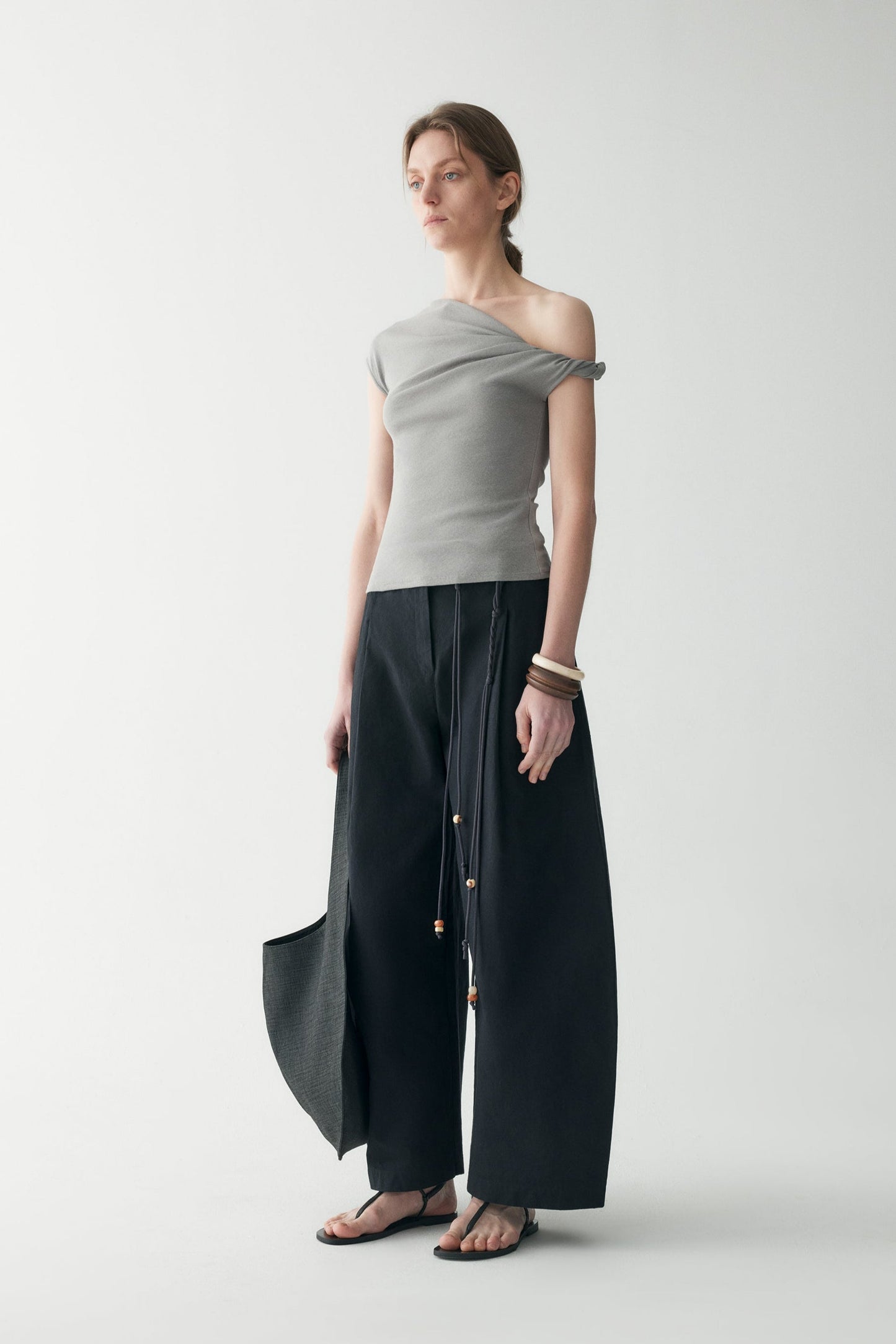 COTTON-LINEN BELTED PANTS
