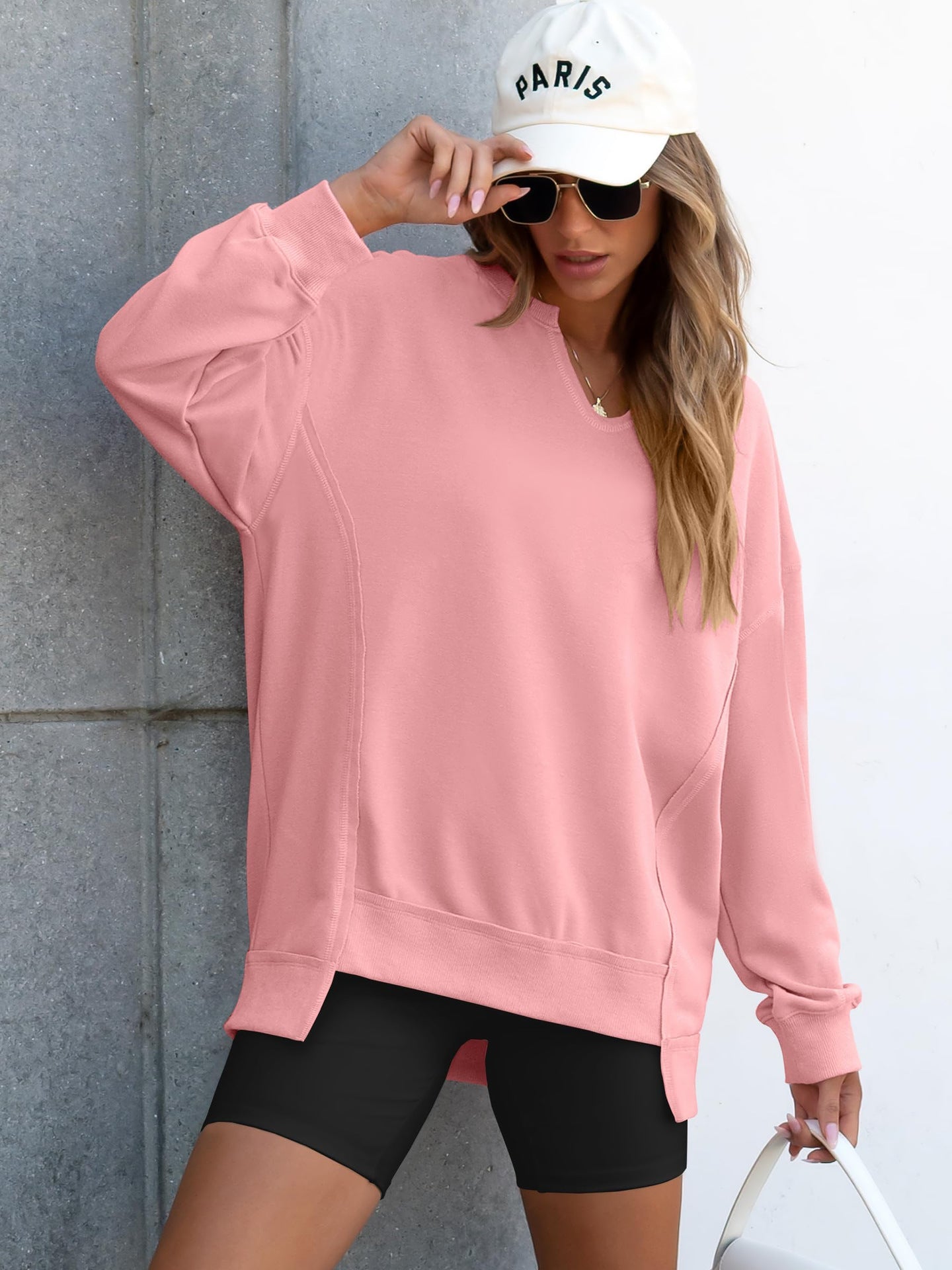 🎅 LAST DAY SALE 49% OFF🎄Womens Oversized Sweatshirt V Neck Long Sleeve Tunic Lightweight Pullover 2025 Winter Casual Tops