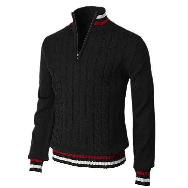 Men's casual slim pullover zipper sweater