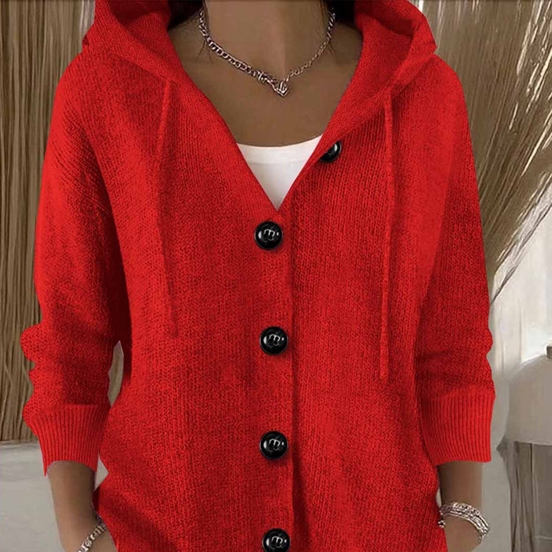 💕Solid Color Long-Sleeved Short Hooded Cardigan